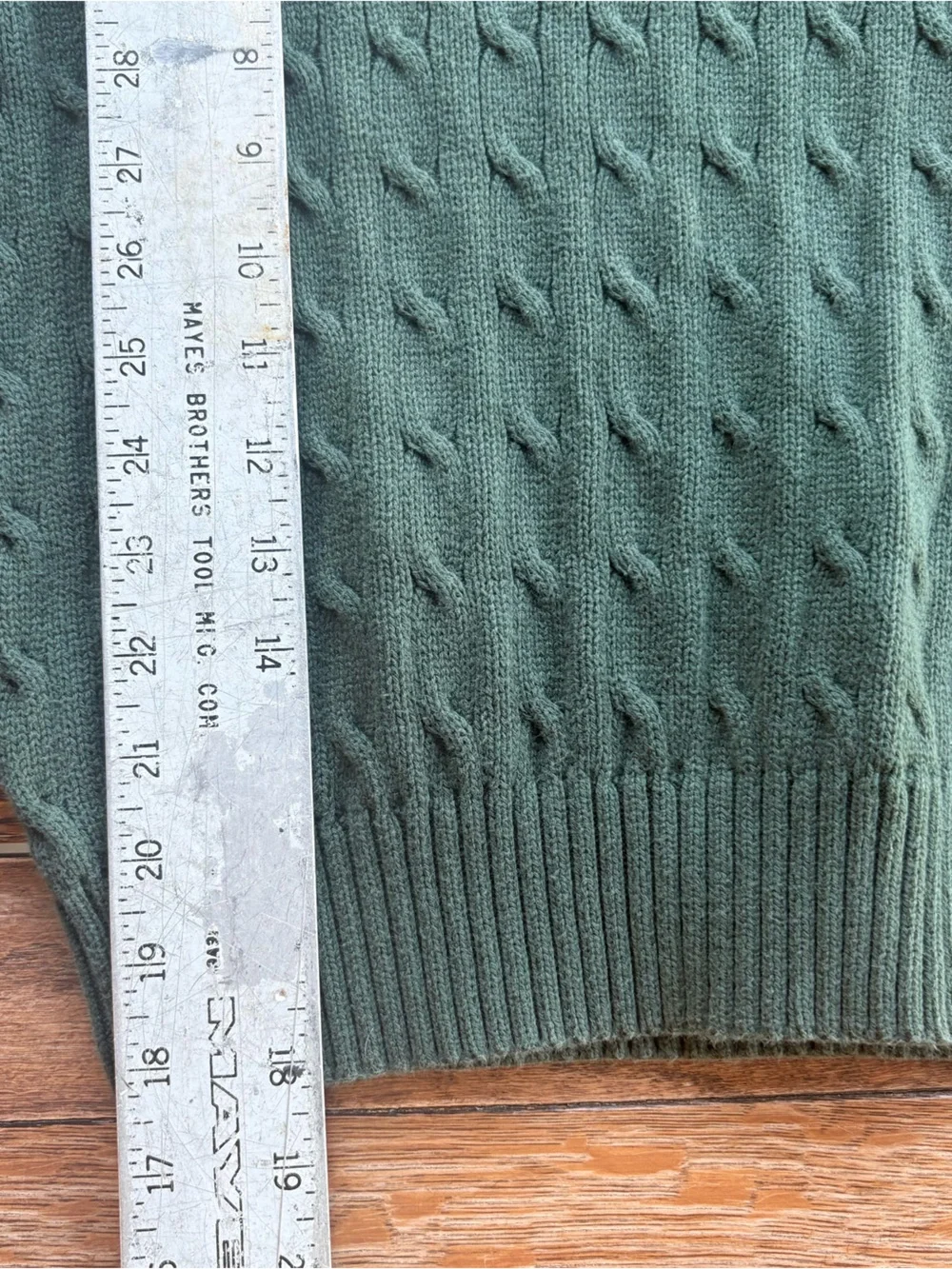 Polo by Ralph Lauren Green Cable-Knit Crewneck Sweater Youth Size Small 0369